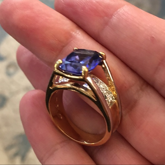 Lab sapphire doublet gold vermeil ring - Picture 3 of 15